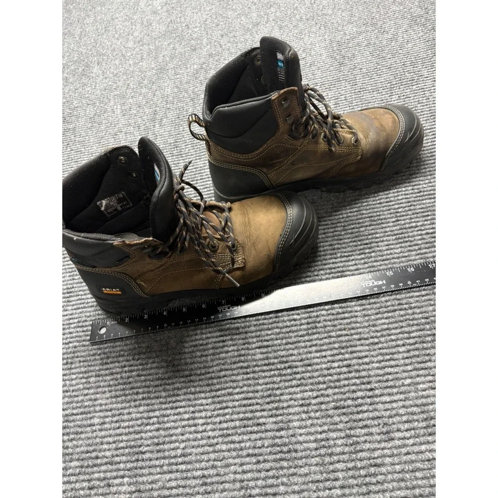 Ariat Work Boots Mens 10.5 D Steel Toe Waterproof Brown Leather 10034673